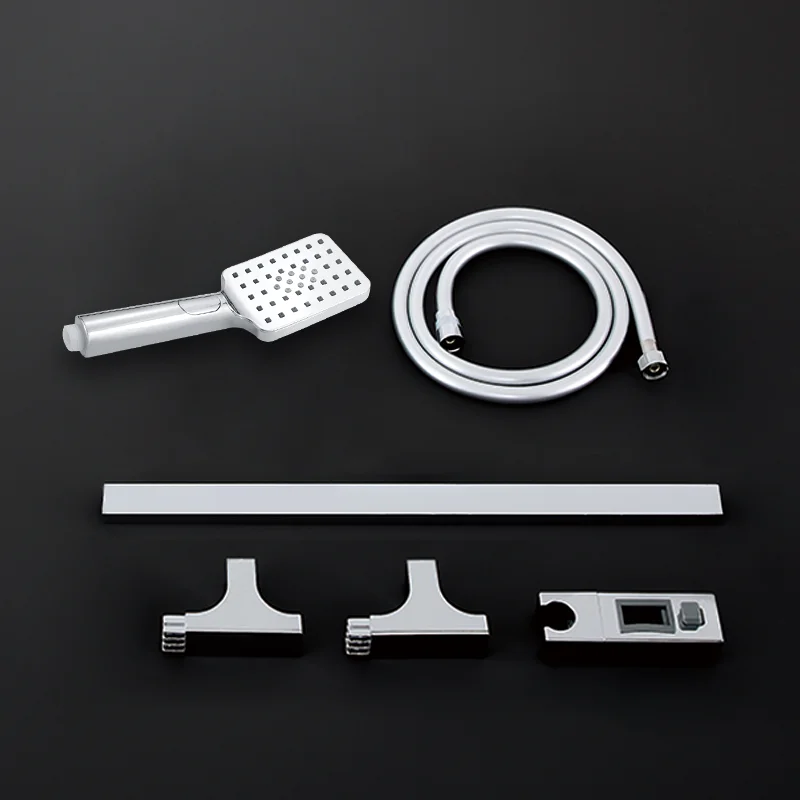 Lifting Adjustable Stainless Steel Shower Slider Rod ABS Hand Shower With Stand PVC Hose Bathroom Accessories Set