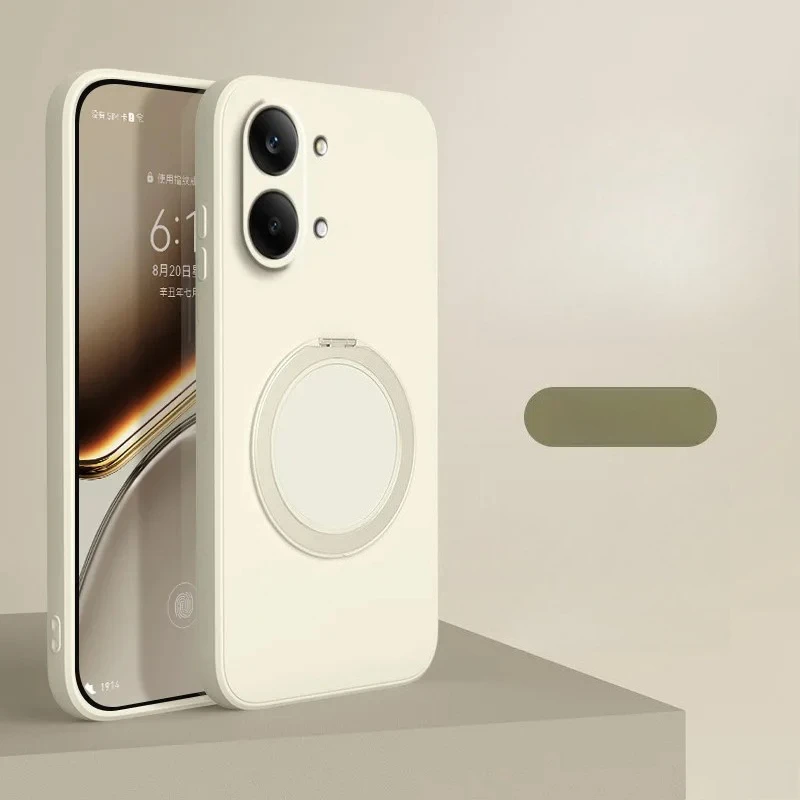 Enhanced Liquid Silicone Phone Case with Rotatable Bracket and Anti-Drop Protection