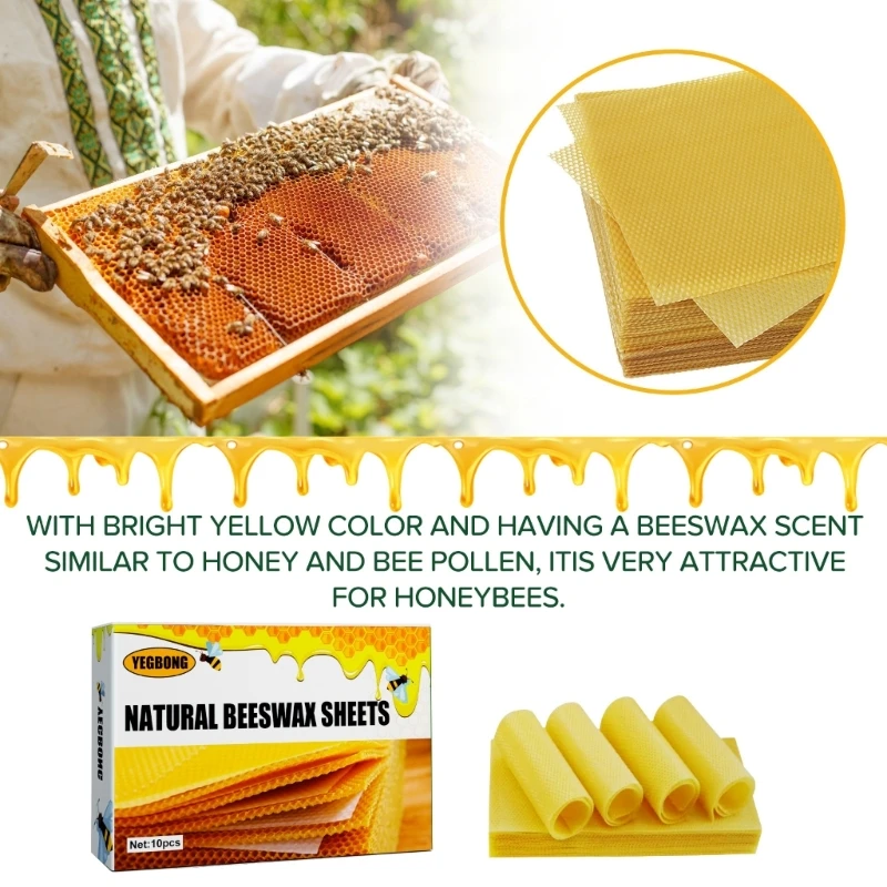 Beekeeping Tools Beeswax Candle Making Kits 10pcs Beeswax Foundation Sheets Beehoney Comb Frame