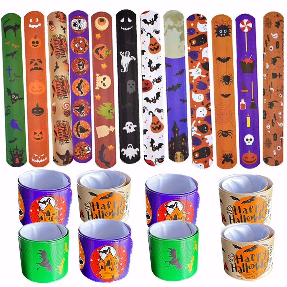 

8 Pcs Halloween Party Slap Bracelet Wristbands Kid Favor Trick or Treat Gifts Slap Bands Kids Adults Birthday Classroom Gifts