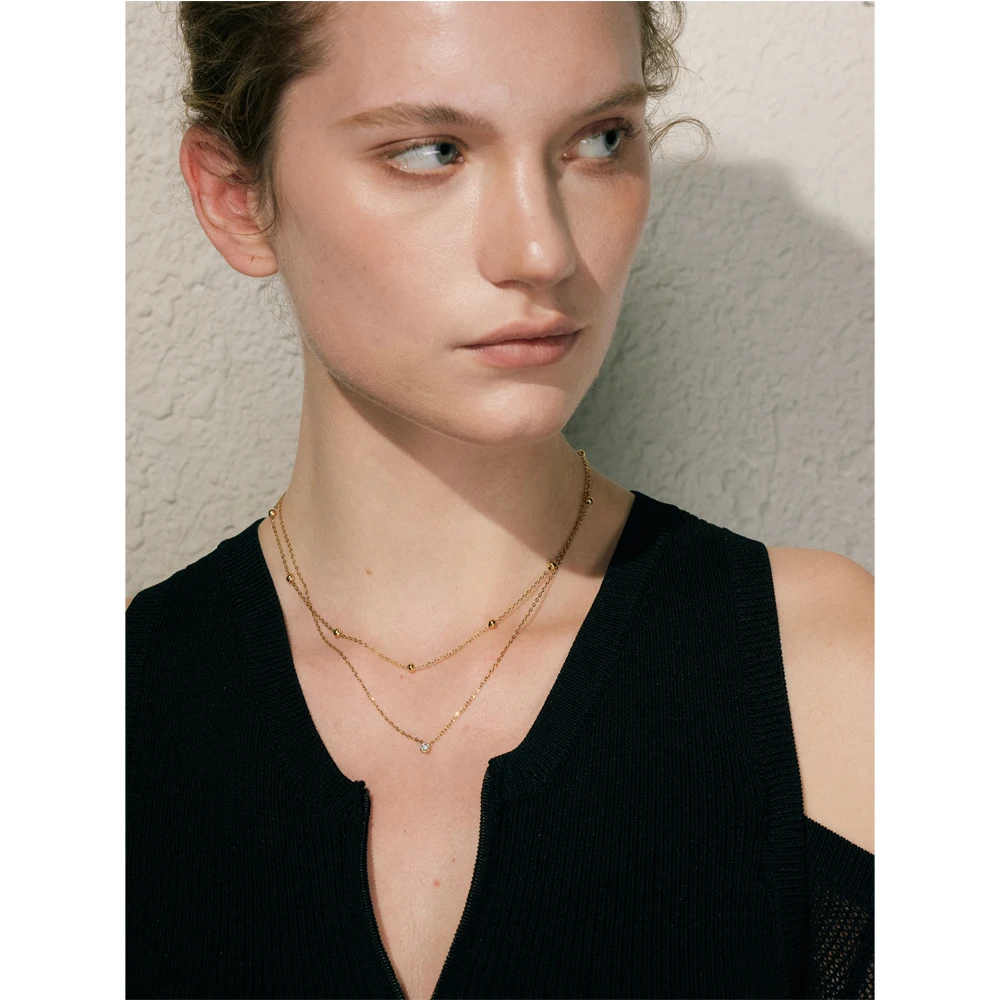 Yhpup Necklace Double Layer Chain for Women