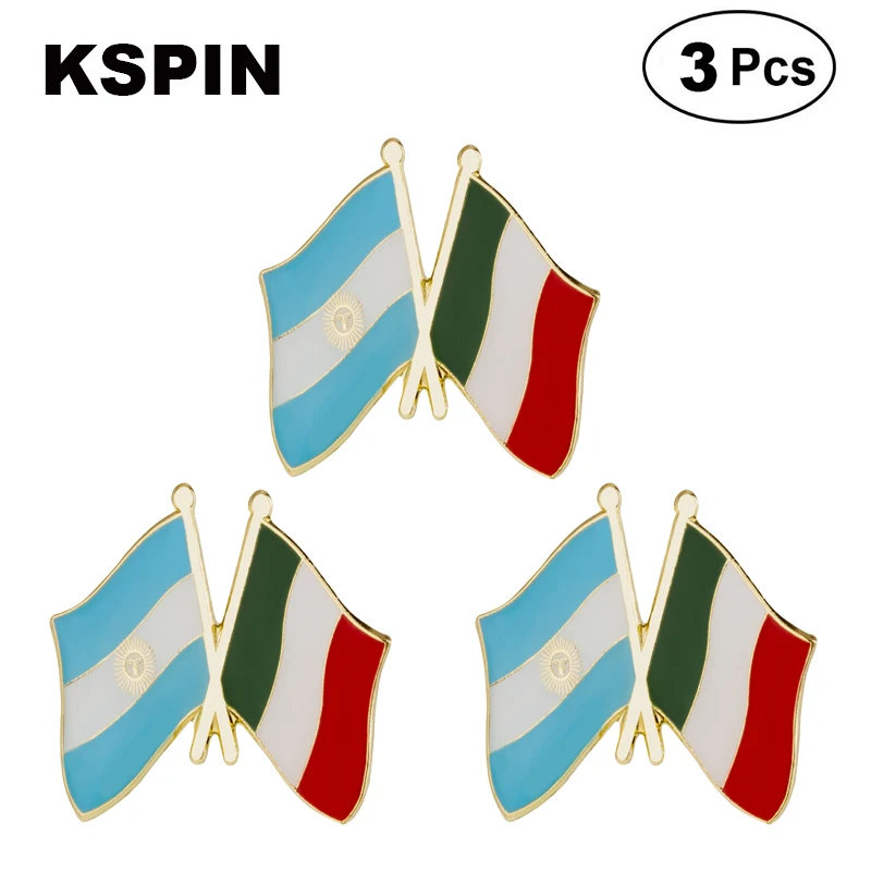 

3pcs A Lot Argentina & Italy Flag Lapel Pins Badges Brooches