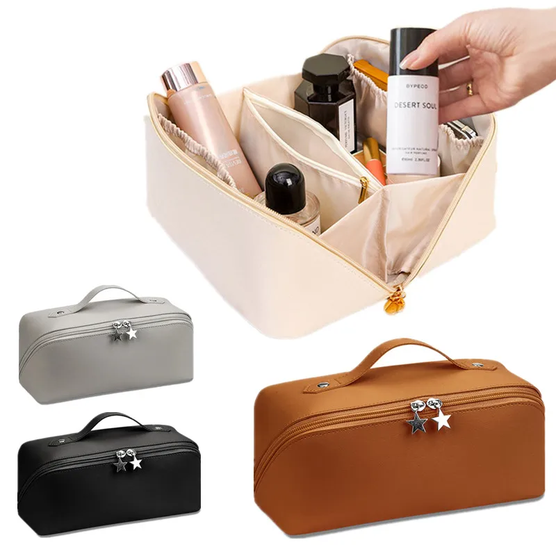 

Cosmetic Bag Storage Case Waterproof Portable Multifunction Travel Leather Bag Toiletries Organizer Large-capacity Makeup Women