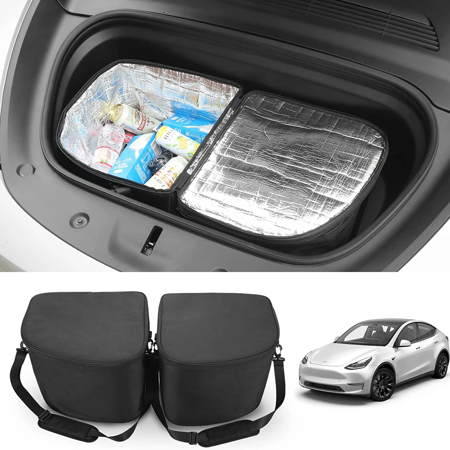

ForTesla Model Y Frunk Cooler Storage Box Insulated Cooling Bag Front and Rear Trunk Storage Storage Box foInsulated (2 pcs/set)