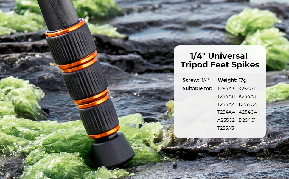 Description Picture 2 of itemK&F Concept 3Pcs Universal Tripod Foot Spikes Set 1/4 Inch Thread Rubber Anti-Slip Tripod Monopod Legs Feet Replacement Parts