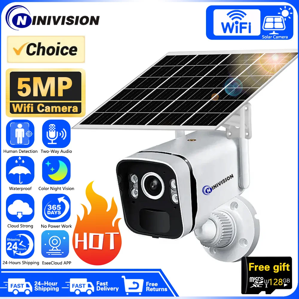 5MP IP EseeCloud WIFI Solar Camera PIR Human Detection