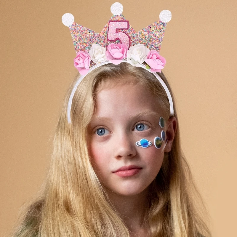 Sparkling Birthday Hairbands Headbands Costume Birthday Headpiece Baby Sequined Hair Hoop P31B
