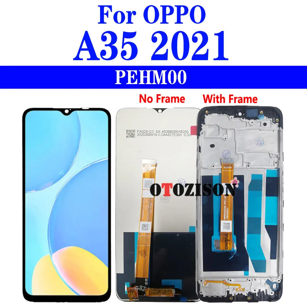 ЖК-дисплей 6,52 дюйма с рамкой для OPPO A35 2021, дисплей PEHM00, сенсорный датчик, дигитайзер в сборе, запасные части для модуля A35