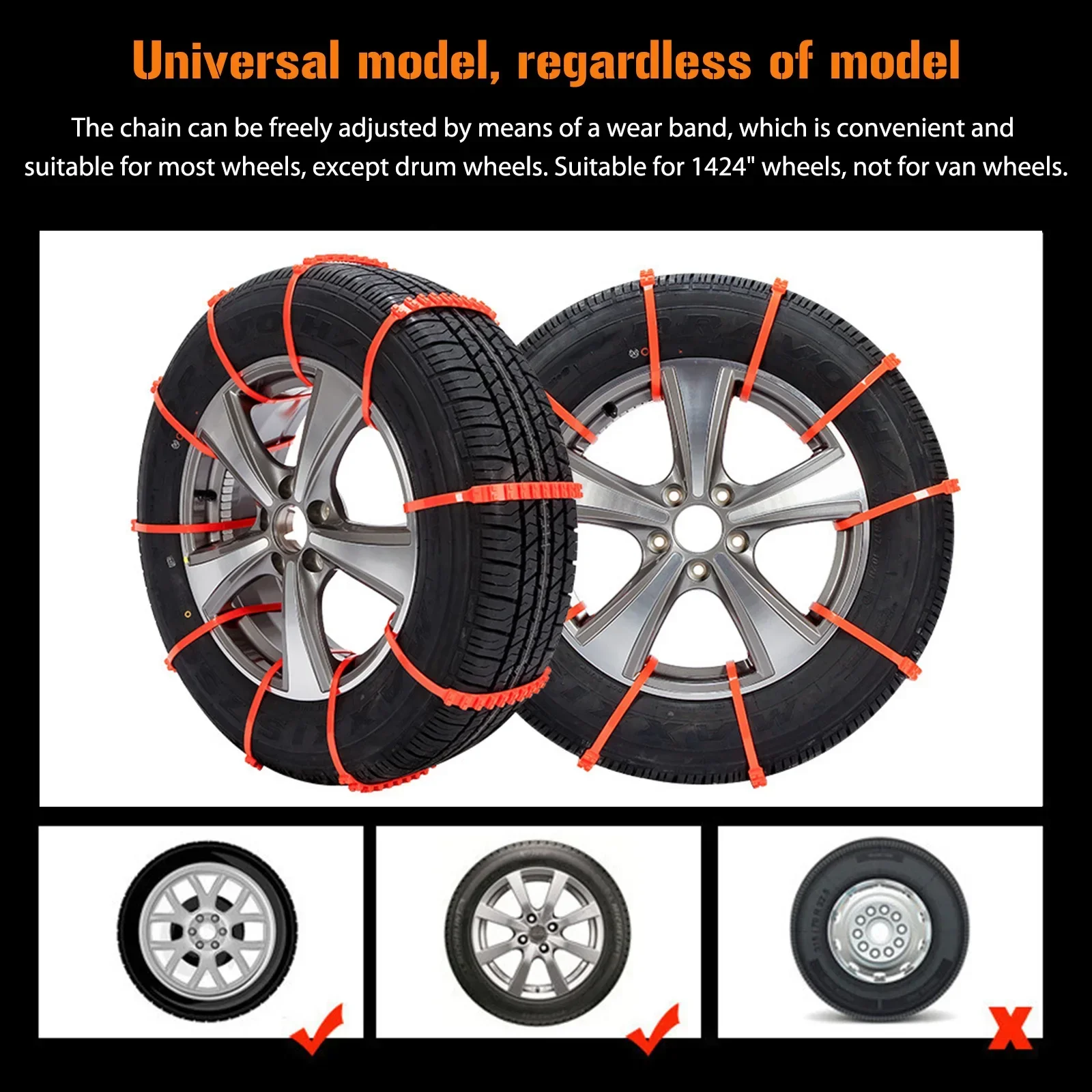 10PCS Car Plastic Anti-slip Chain Tire Anti-slip Ties Snow Mud Emergency Chain For Cars Universal Lockout Artifact