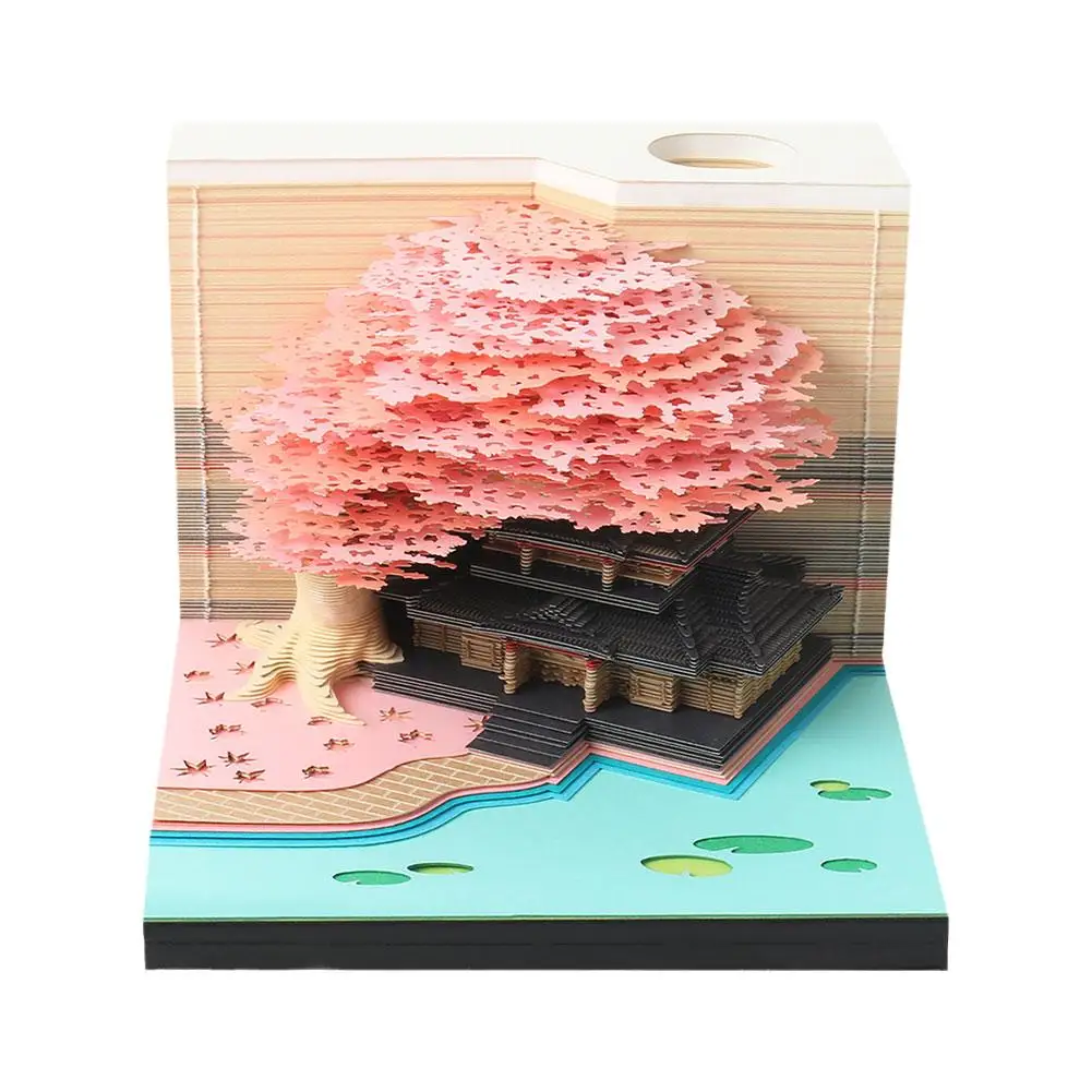 LED 오모시로이 블록 포함 DIY 스티커 메모, 3D 메모 패드, 결혼 선물, 생일 큐브 조각 노트, 종이 웨딩 패드 트리, E3J6 아님