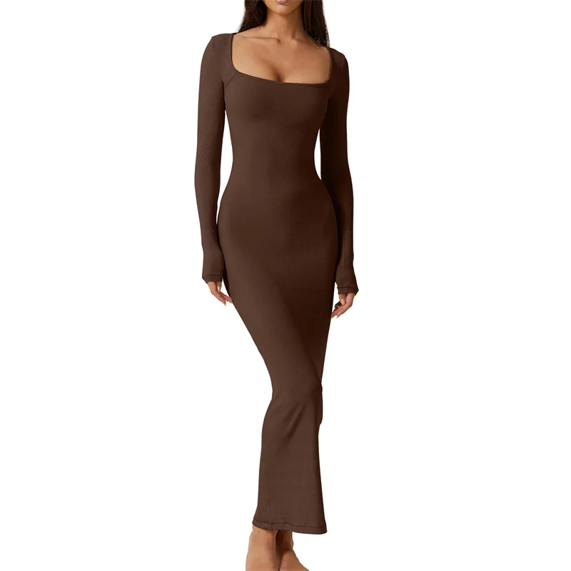 y2k Bodycon Dress Women Going Out Solid Color Square Neck Long Sleeve Dresses Sexy Evening Party Dresses Clubwear 17 y2k Bodycon Dress Women Going Out Solid Color Square Neck Long Sleeve Dresses Sexy Evening Party Dresses Clubwear