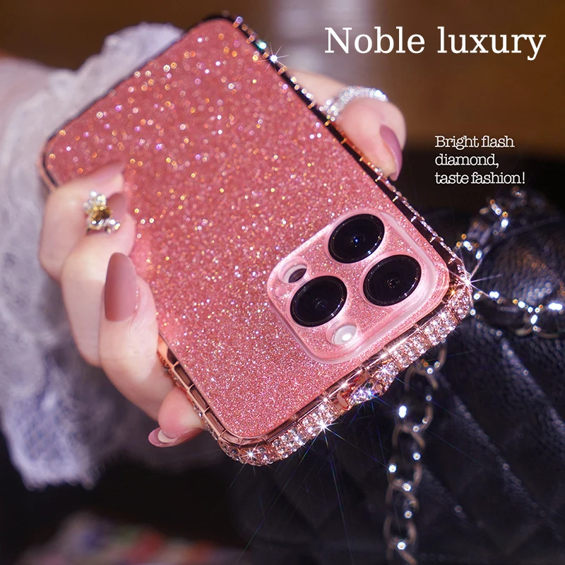 

For iPhone 15 14 Pro Max Case Starlight shining brightly Crystal Diamond Metal Bumper Luxury trend Phone Cases