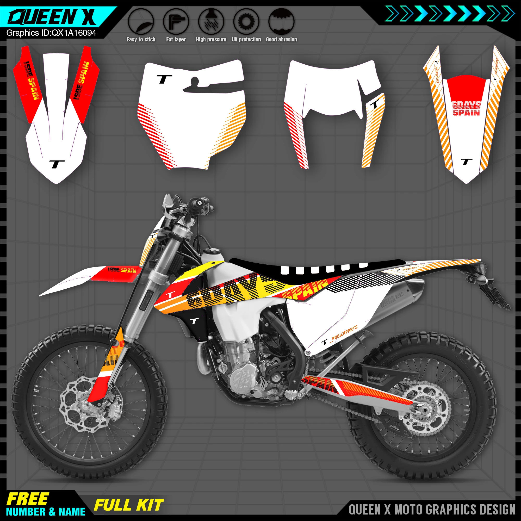 

QUEEN X MOTOR Custom Team Graphics Decals Stickers Kit For KTM SIXDAYS 2016 2017 2018 SX SXF , 2017 2018 2019 EXC XC-W EXC-F 094
