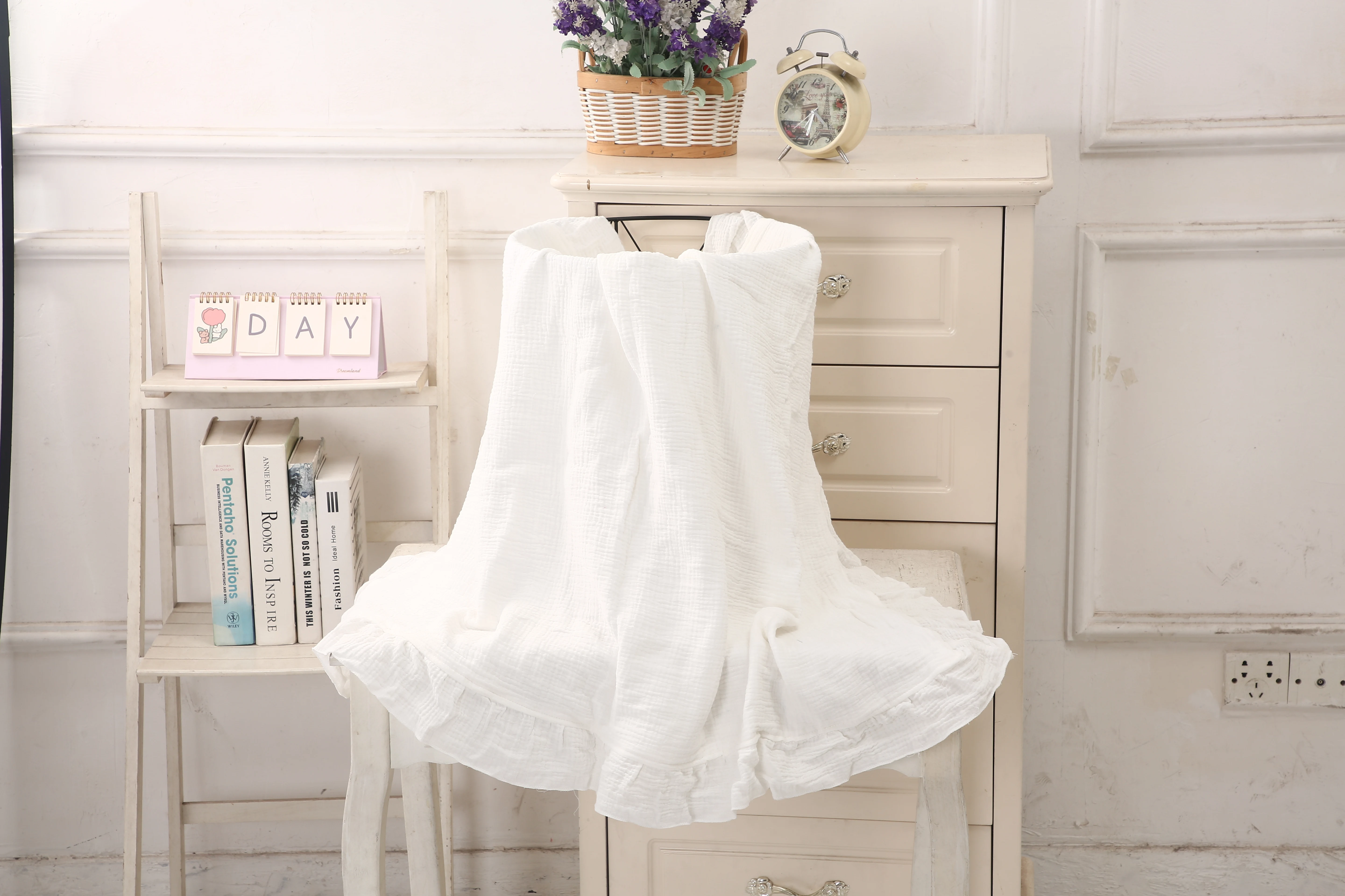 Organic Cotton Ruffle Gauze Baby Swaddle Blanket