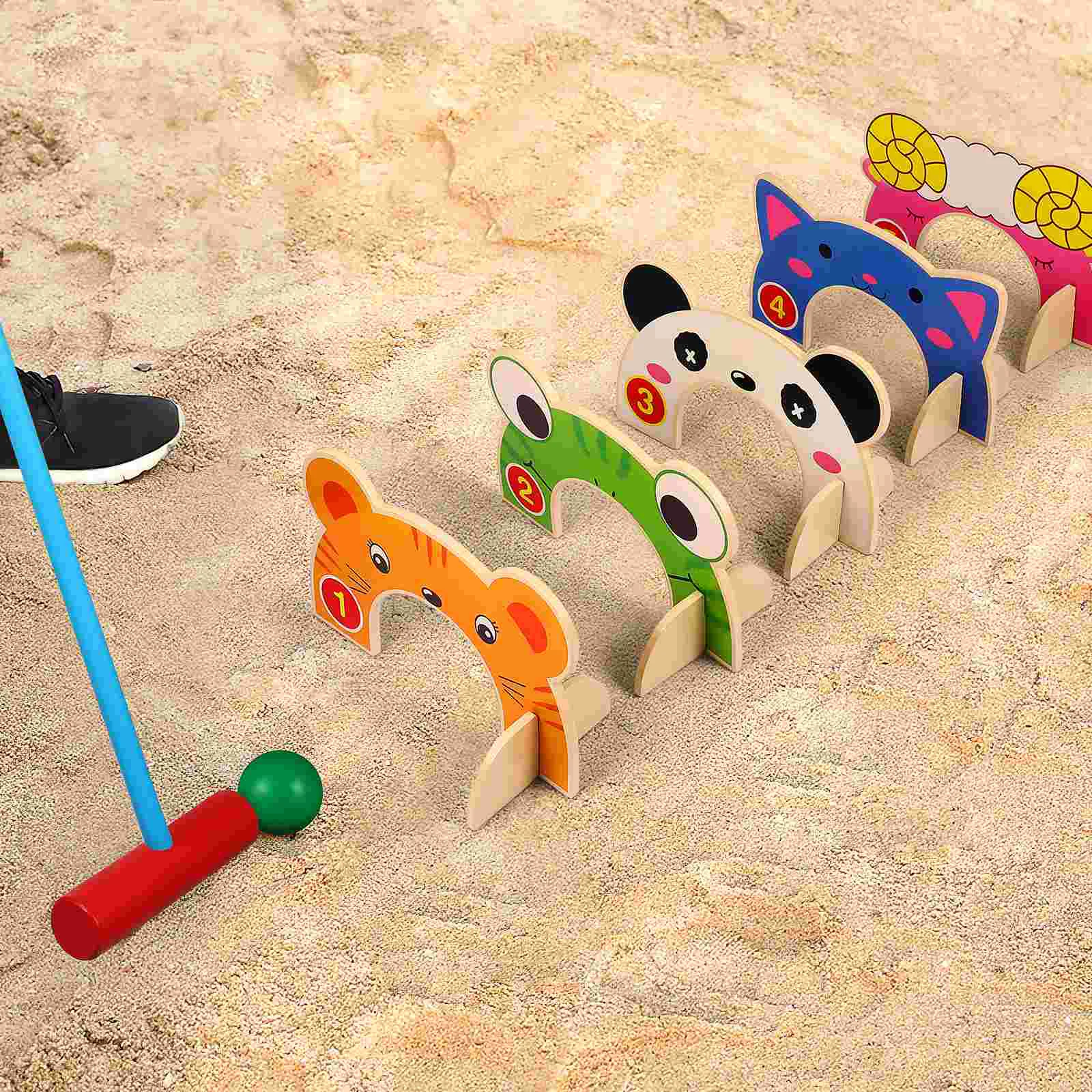 

Croquet Gateball Toys for Kid Cartoon Audlt outside Kids Lawn Games Animal Outdoor Playset Children's Aldult