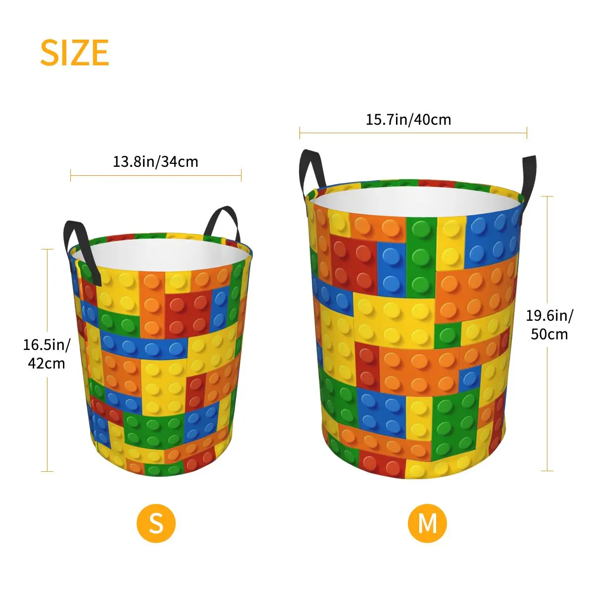 Building Blocks Construction Brick Foldable Laundry Baskets Dirty Clothes Home Organizer Large Waterproof Bucket For Home Kids 2