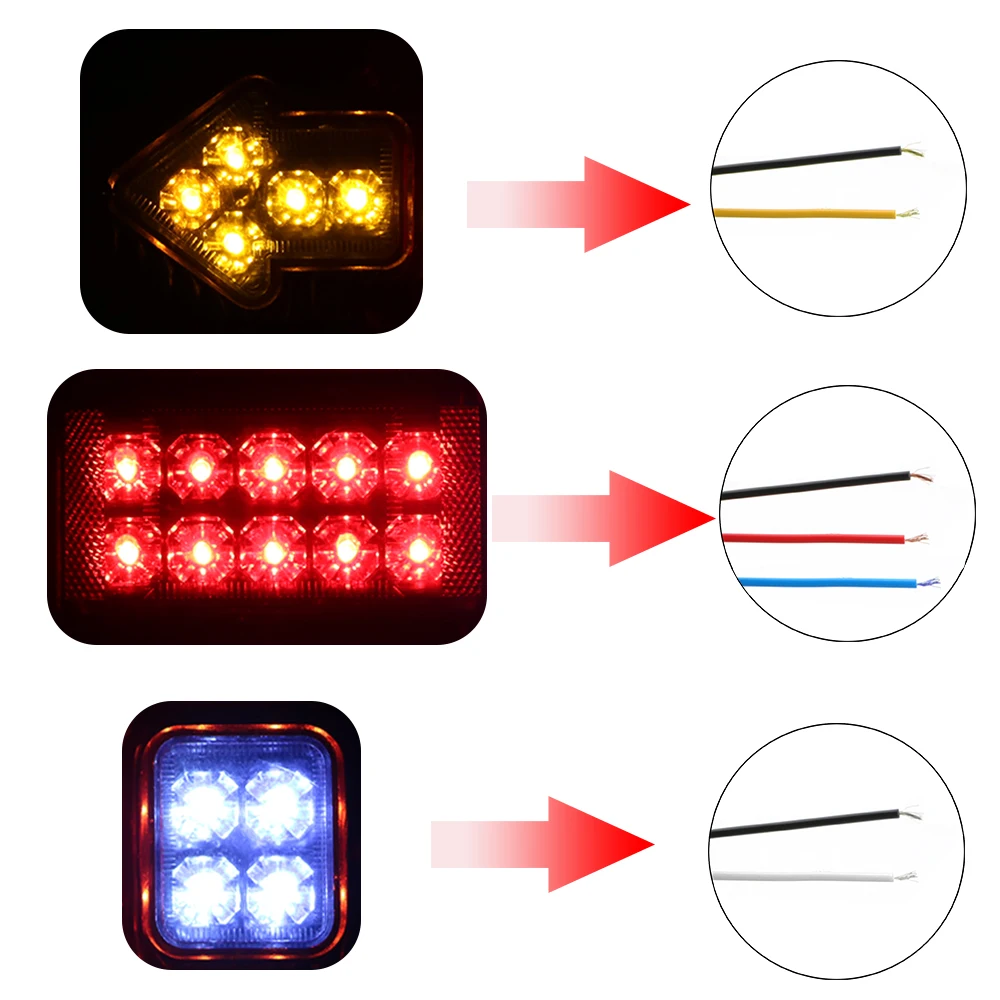 Car Light Assembly Reversing Lights Turn Signal Lamp Stop Lights 19LED Tail Lights 12V 24V For Trailer Lorries Boat Truck 4
