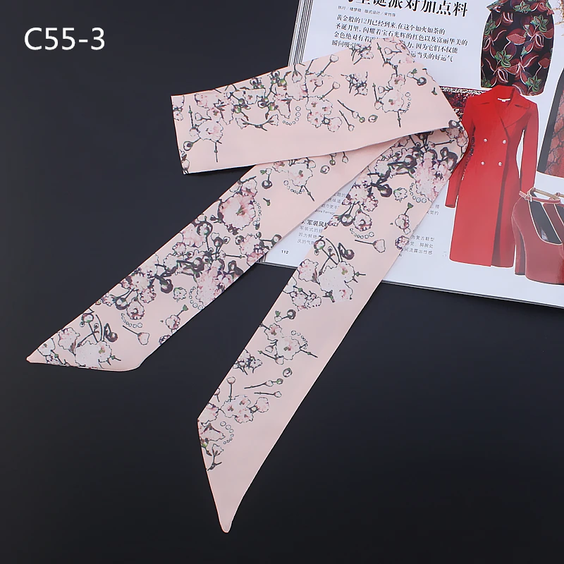 95cm*5cm Pink Silk Scarf For Women Letter chain Printed Handle Bag Ribbons  Brand Fashion Head Scarf Small Long Skinny Scarves - AliExpress
