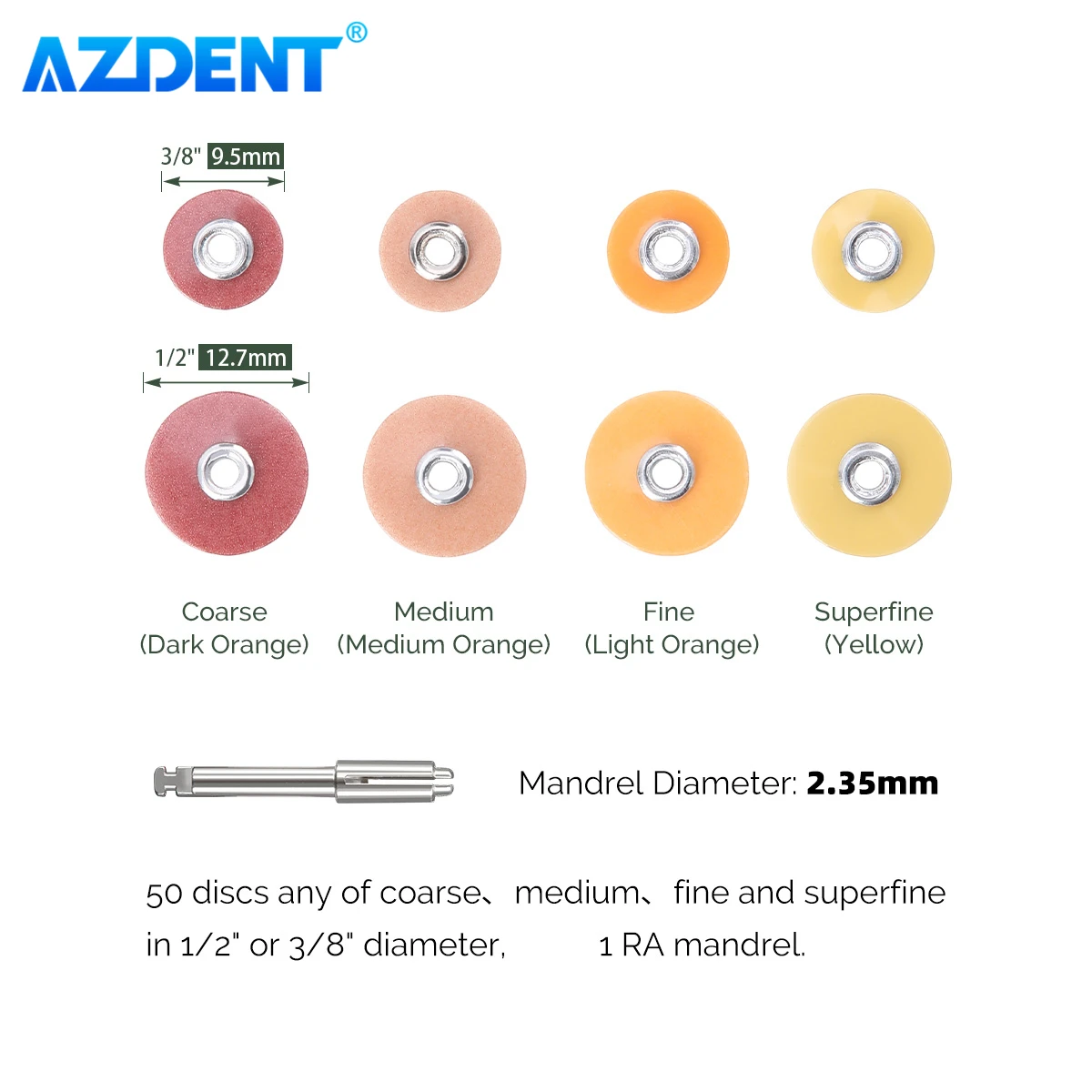 Kit Strisce Lucidanti Dentali AZDENT – Dischi Assortiti + Mandrino Per Finitura Ceramica