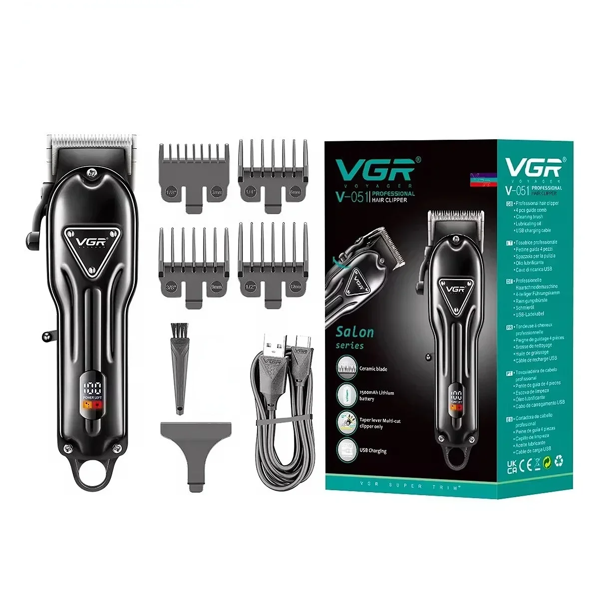 VGR ماكينة تشذيب الشعر احترافي حلاق قابل للتعديل م...