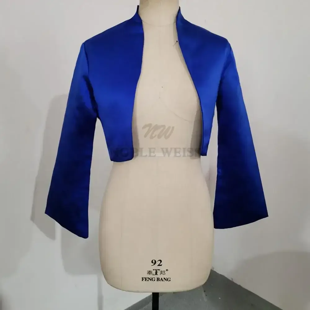 Long Sleeve Formal Wedding Bolero Satin Bridal Jacket Wedding Coat Customized wedding shawl
