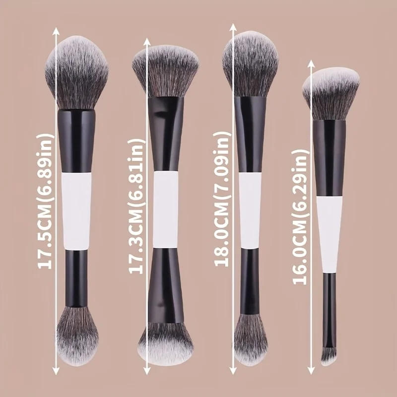 Premium Dual-Ended Makeup Brush Set - 4-Piece Collection with Soft, Fluffy Bristles