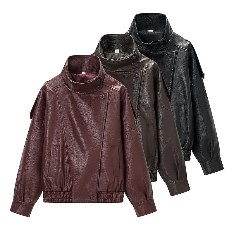 ZR Women' Fashionable Litchi Skin Leather