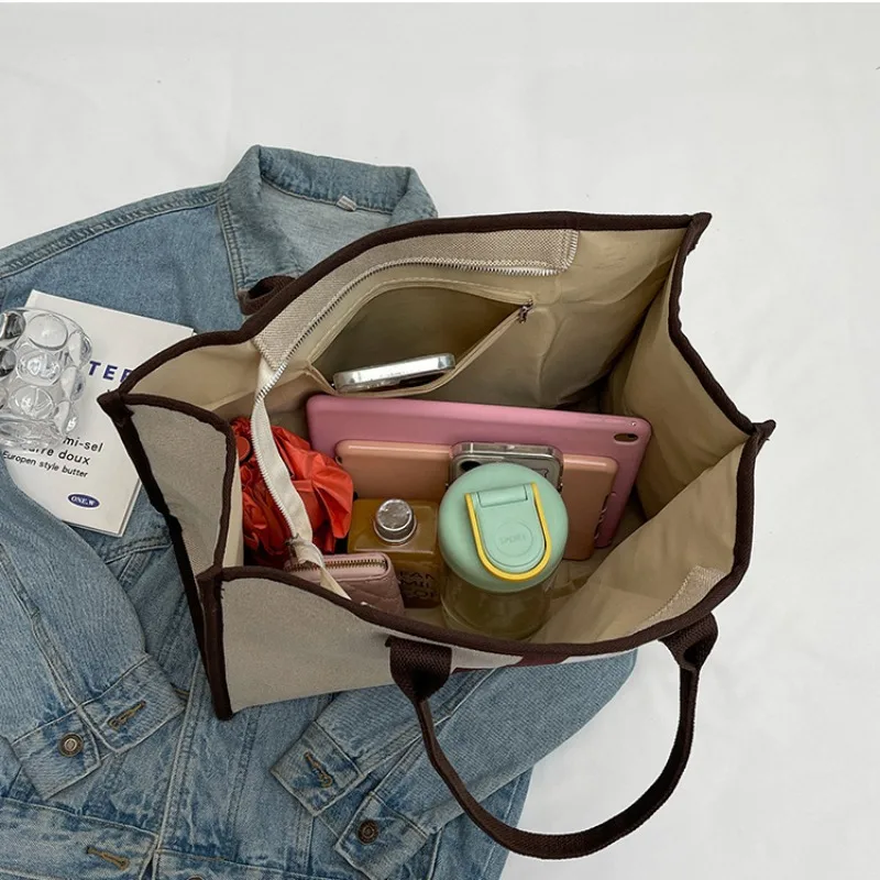 Shoulder Bags Tote Large Capacity Canvas Handbag NEW Daily Commute Simple Design Women Aesthetic Student Casual Trend All-Match