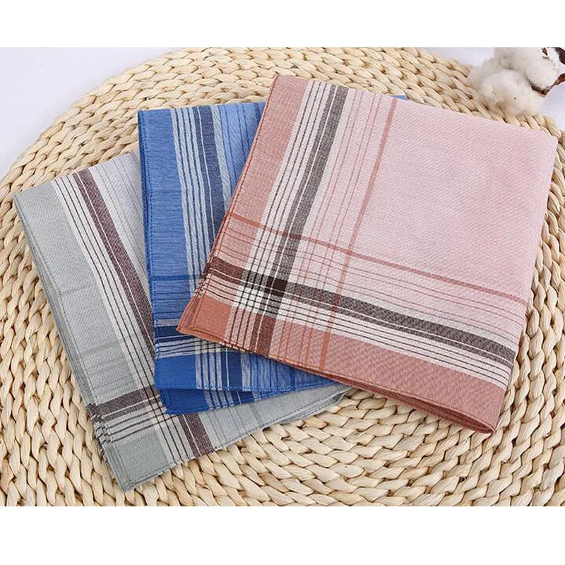 

3PCS NEW Square Handkerchief For Men Gentlemen popular stripe Pocket Cotton Towel For New Year Wedding Party Christmas Gift