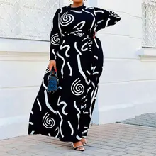 

Plus Size Casual Black Dress Curve Spring Autumn Long Sleeve Women Vestidos African Female Work Wear Office Dress Maxi Clothes