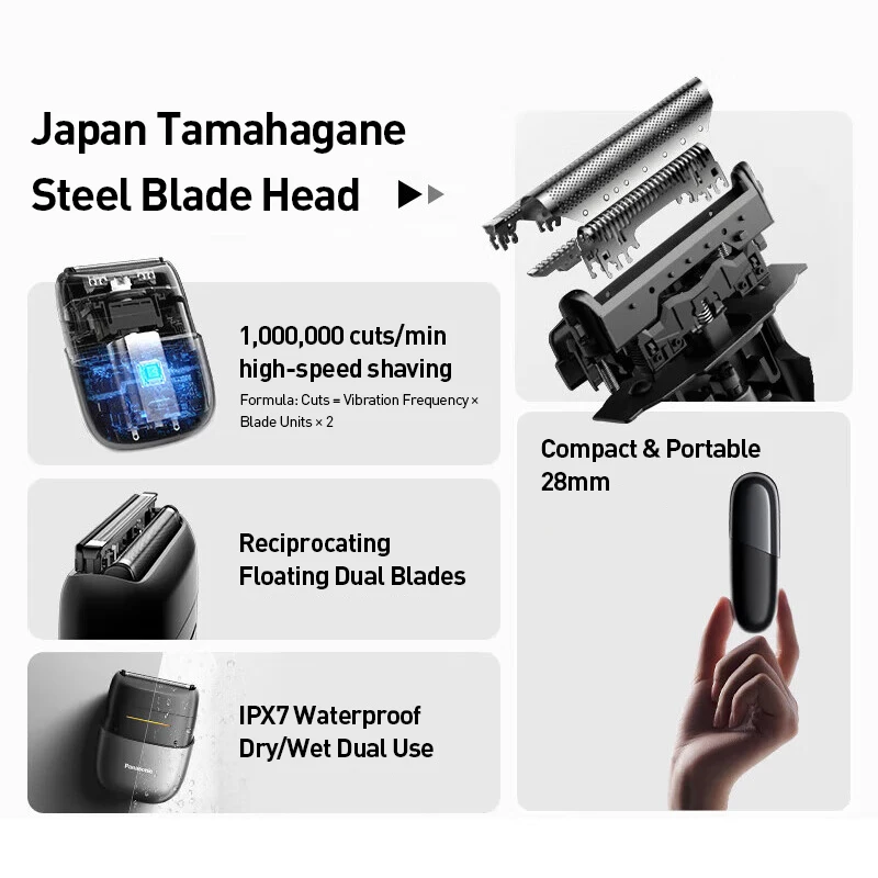 파나소닉 휴대용 면도기 CM20 습식 및 건식 슬라이딩 언락 USB 충전 휴대용 면도기