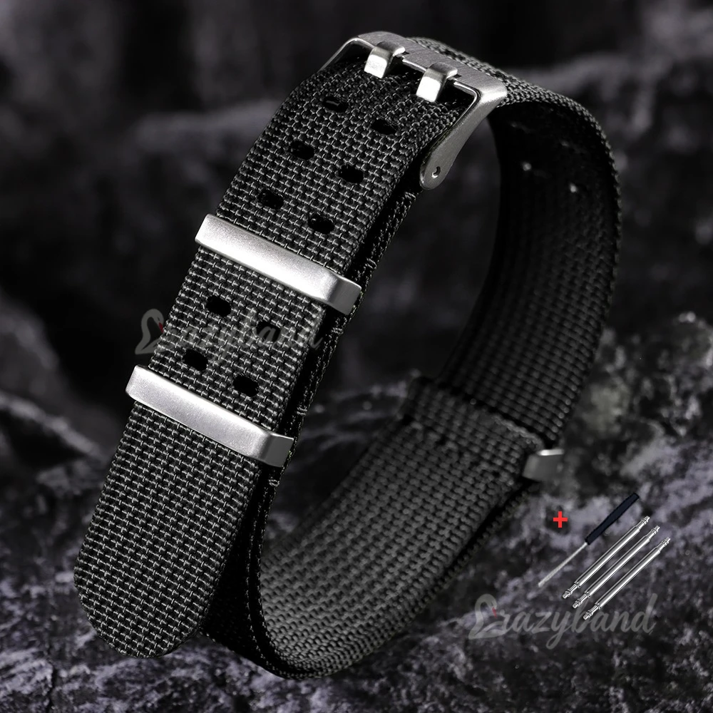 Blue Ribbed Nylon Watchband - Universal Sport Strap
