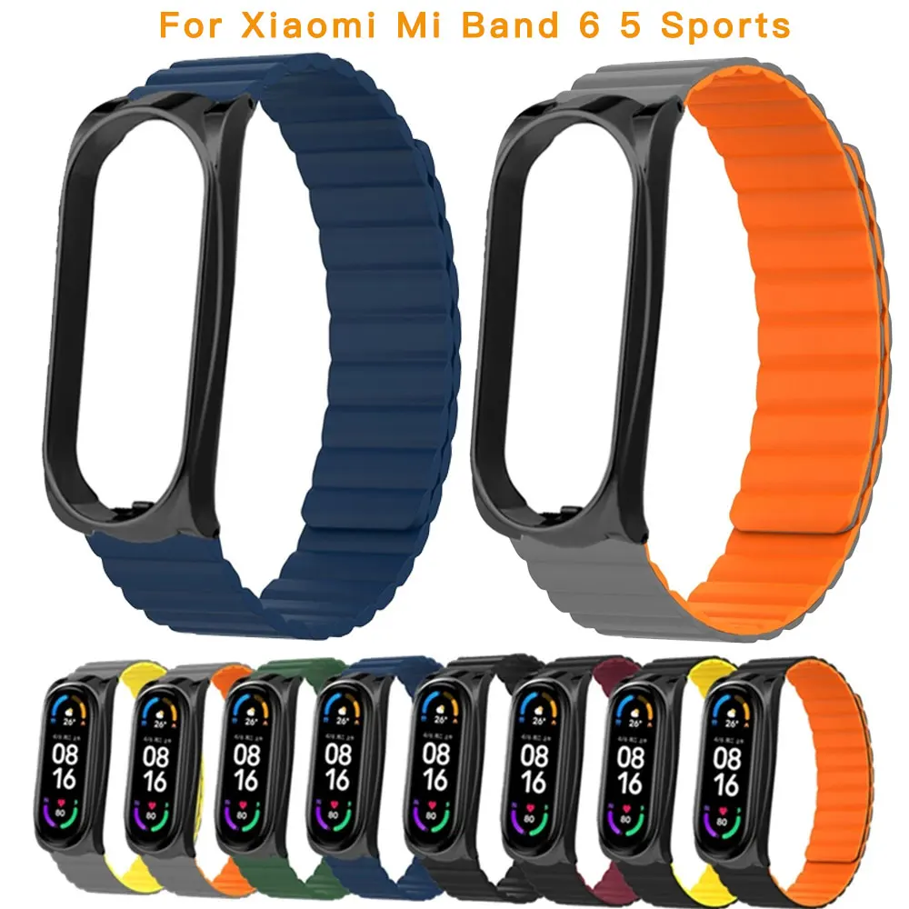 

Magnetic Soft Silicone Strap For Xiaomi Mi Band 6 5 Sports Wristband For Miband 5/6 Watch Band Replacement Wrist Strap Bracelet