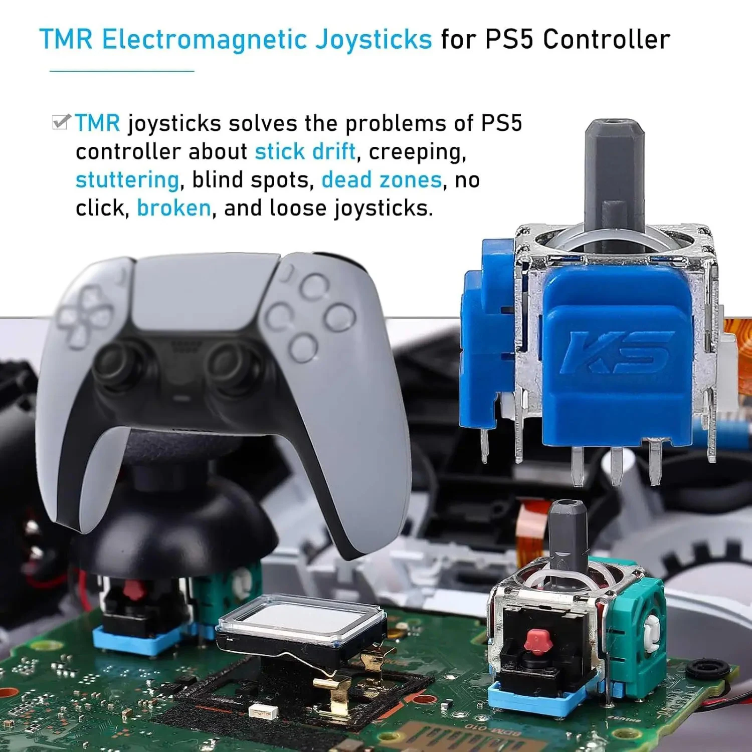 PS5 컨트롤러용 2-4-10 PCS TMR 전자기 조이스틱 썸스틱 드리프트 방지 업그레이드 교체 키트 PS5 게임패드 3D 아날로그 센서 액세서리