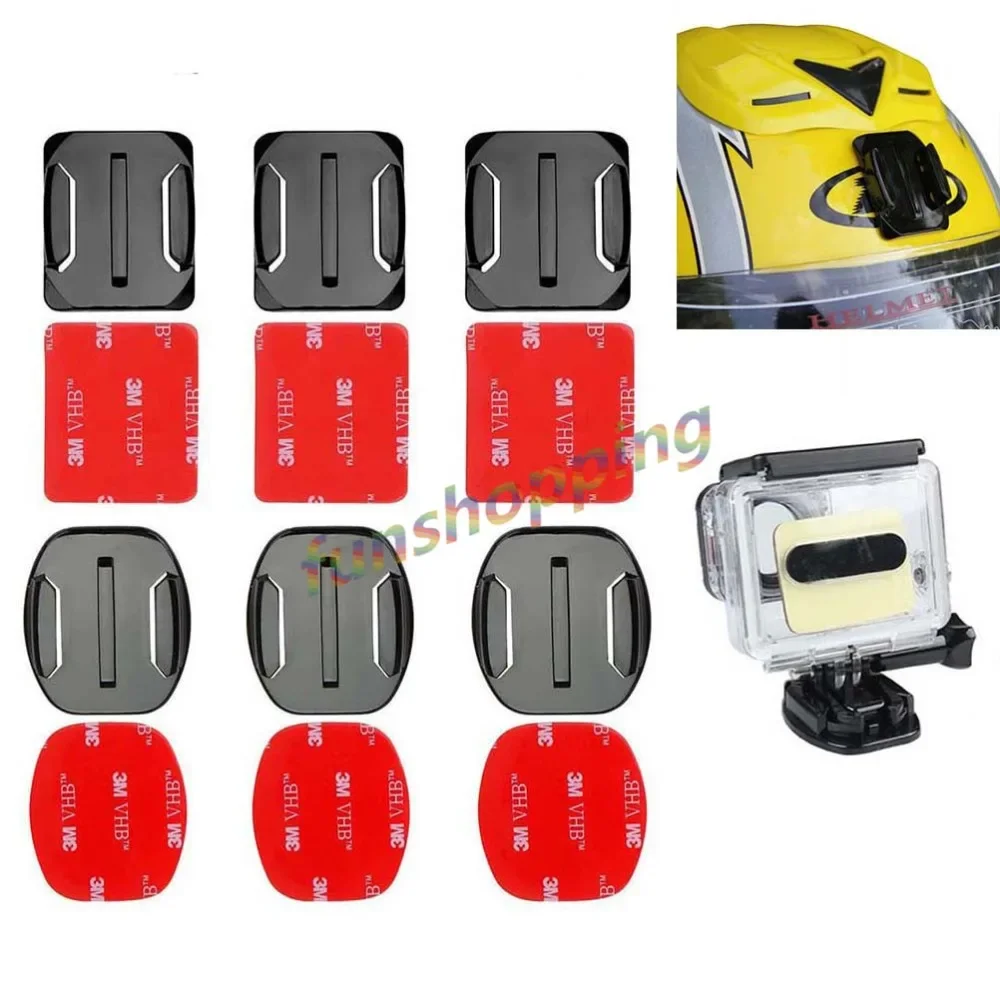 

for Gopro Accessories Set 6pcs Flat Curved Adhesive Mount for Gopro Hero 6 5 4 3+ 3 2 1 Xiaomi Yi Camera SJCAM SJ5000 SJ6000