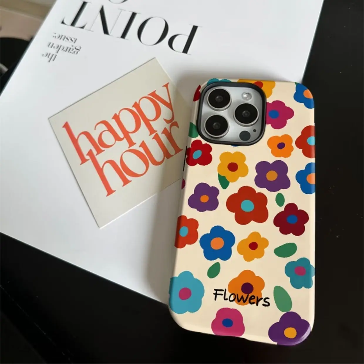Luxury Colorful Flowers Fashion Double-Layer Back Phone Case Cover