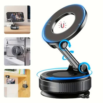 Foldable magnetic car phone holder, vacuum suction cup rotating 360 °, suitable for multi angle adjustment of vehicles and walls 2