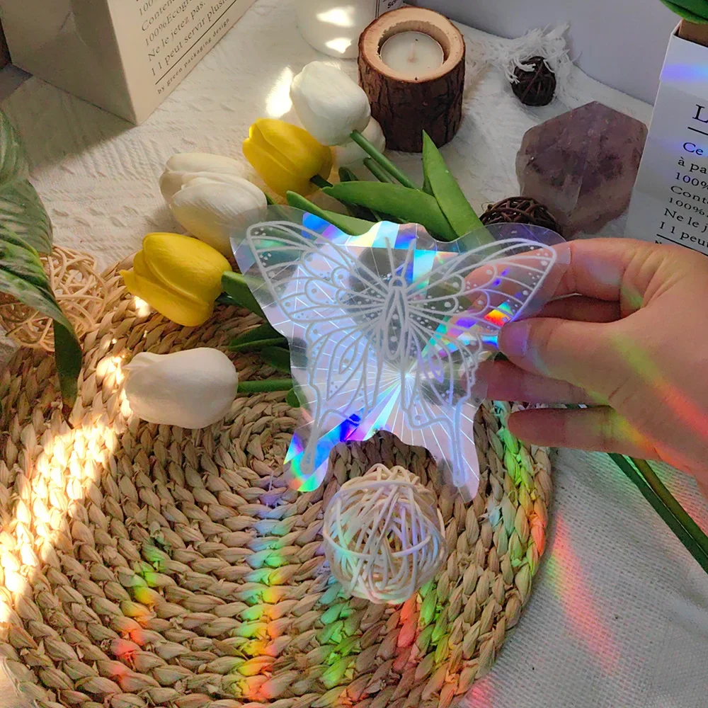 PVC 3D Rainbow Sun Catcher Wall Stickers Cat Bear Spaceship Planet Suncatcher Self Adhesive Window Stickers Room Home Decor wall stickers,window stickers