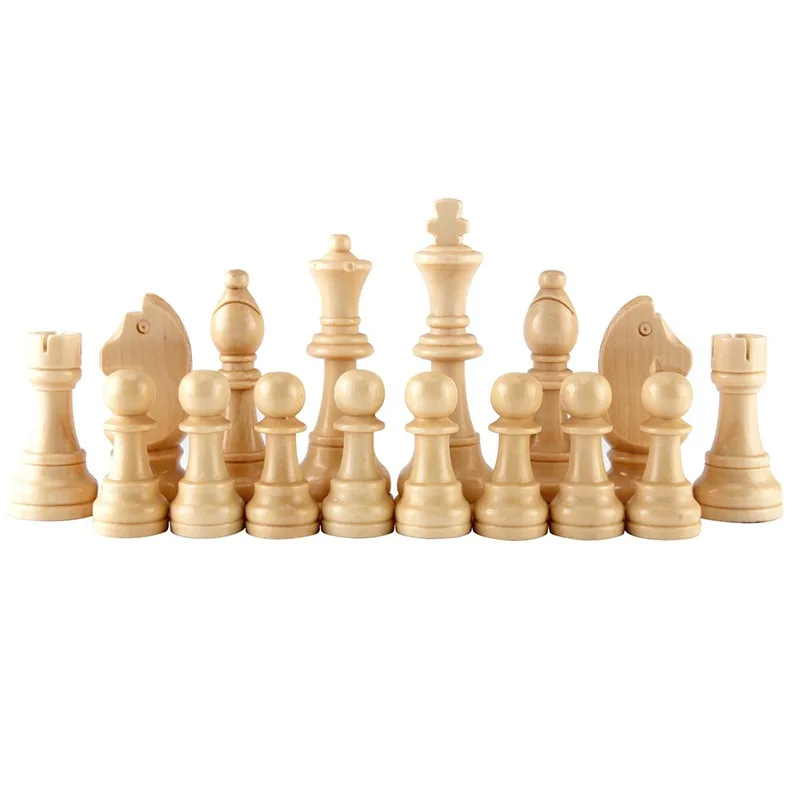 32Pcs/Set Wooden Complete International Chess Pieces Portable Chess Pieces Replacement Entertainment Board Games Accessory