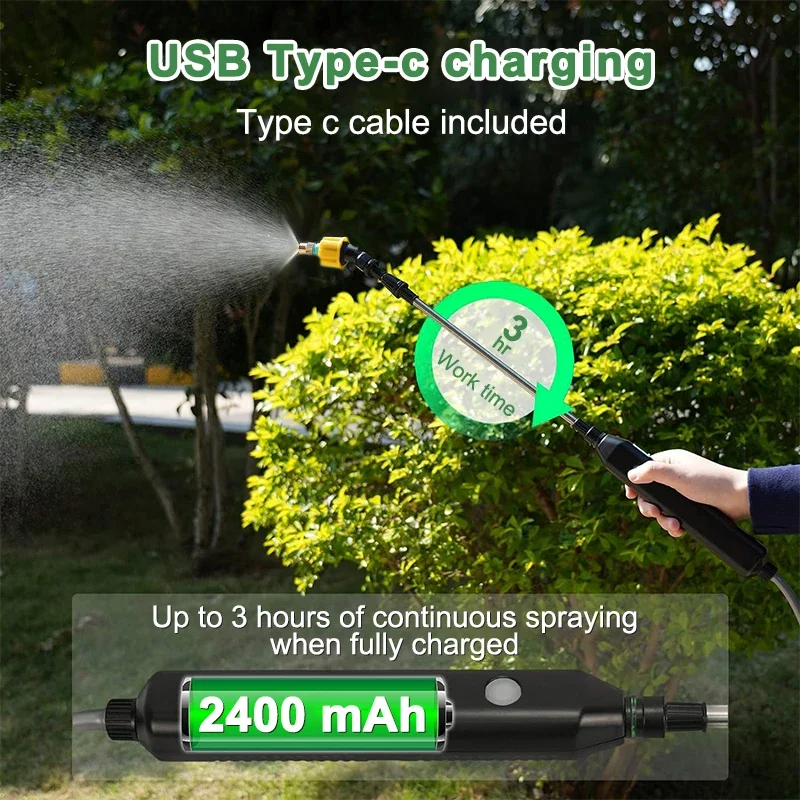 Electric Plant Sprayer with 3 Nozzles Telescopic Wand Watering Garden Plant Mister Sprayer Yard Lawn Weeds Plants Irrigation electric sprayer