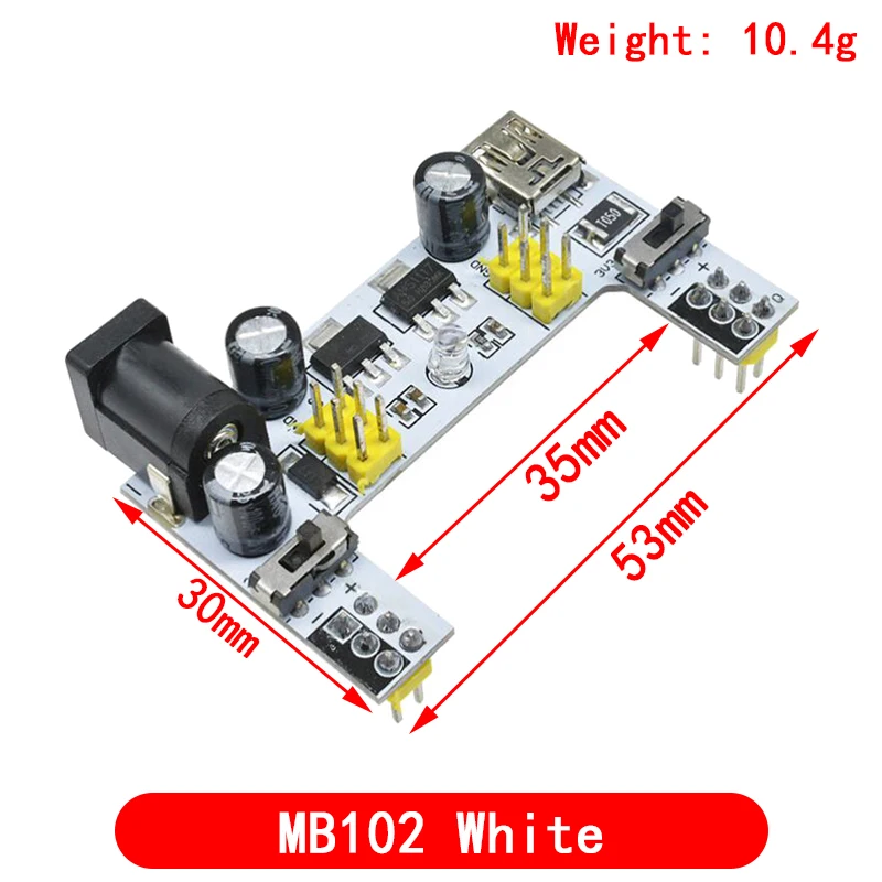 Enhanced Breadboard Power Module Kit with 830-Point Prototype Board and 65 Jumper Wires