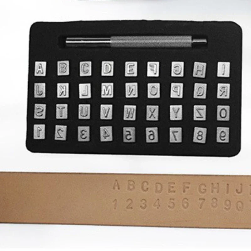 Alphabet Number Stamp Set Leather Craft Stamps Leather Letter Punch 36Pcs Metal Leather Alphabet Letter Number Punching Tools DIY Leathercraft Stamp Punch Set Leather Metal Printing Mold