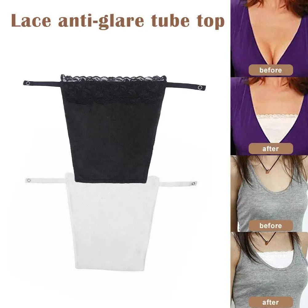 Ladies Lace Clip on Mock Camisole Bra Insert Overlay Modesty Panel Vest