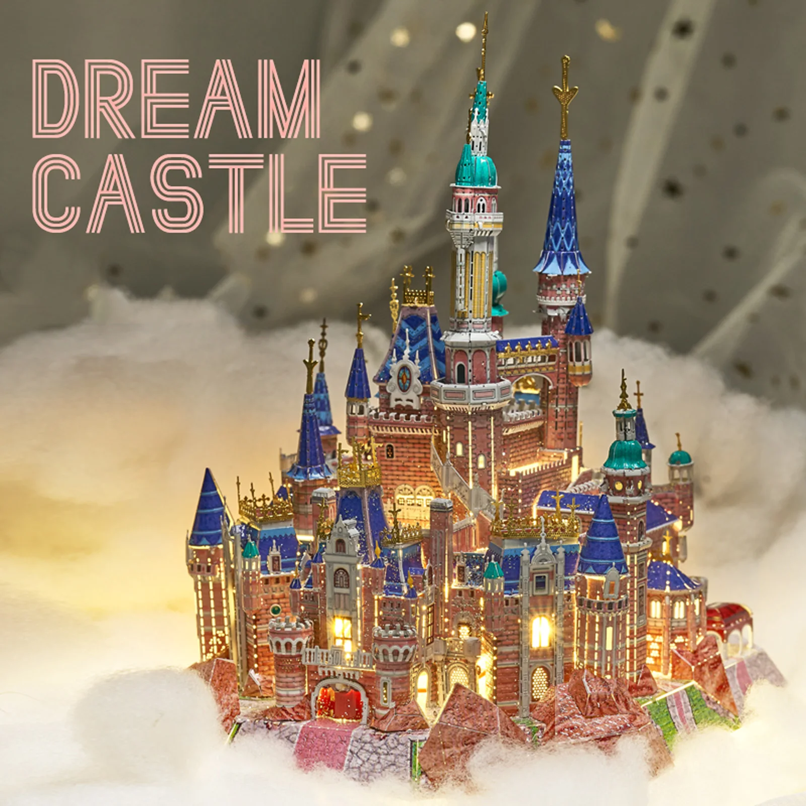 

IRON STAR 3D Metal Puzzle Pink Dream Castle With Light DIY Assembly Model kits Toy For Adults Children Gift for Girlfriend