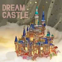IRON STAR 3D Metal Puzzle Pink Dream Castle With Light DIY Assembly Model kits Toy For Adults Children Gift for Girlfriend 1