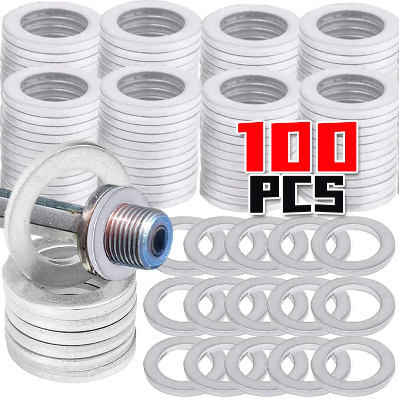 10-100pcs M14 Car Sealing Gasket Aluminum Screw Washer oil drain plug gasket oil drain plug seal washer sealing washers Auto Engine Bottom Oil Drain Screw Sealing Gasket Accessories for Honda