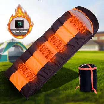 USB Heated Sleeping Bag Winter Warm Camping Sleeping Bag 3 Gears Temperature Heating Pad With Compression Bag For Hiking 1