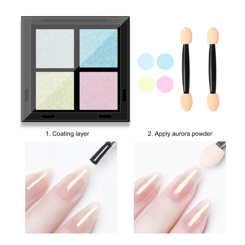 Colori Aurora Solid Mirror Nail Powder Glitter Dust Metal Effect Nails Gel Uv Polish Pigment Nail Art Decorazioni Accessori