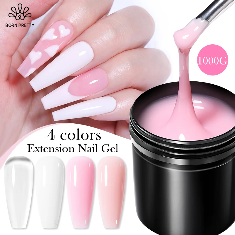 Гель-лак для ногтей BORN PRETTY, 1 кг, прозрачный гель для наращивания ногтей, акриловый гель для наращивания ногтей, телесного и розового цвета, удаляемый замачиванием Гель-лак для дизайна ногтей