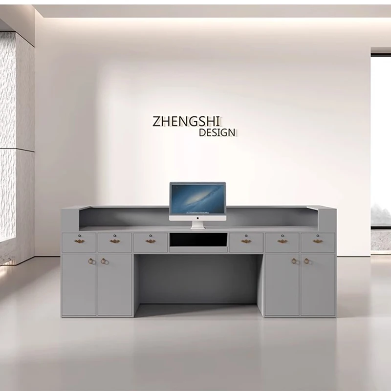 Nordic Luxury Reception Desks Modern Advanced Beauty Salon Storage Church Pulpito Bar Counter Furniture Receptionsdisk FYRD